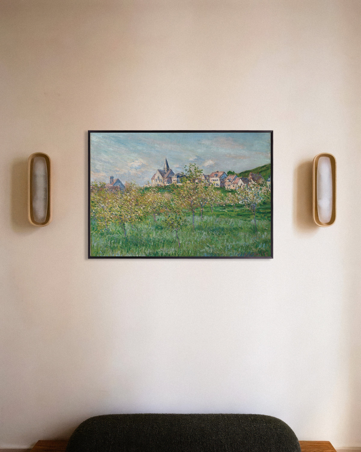 Poster of Spring at Giverny, Afternoon Effect (1885) by Claude Monet, with metal frame