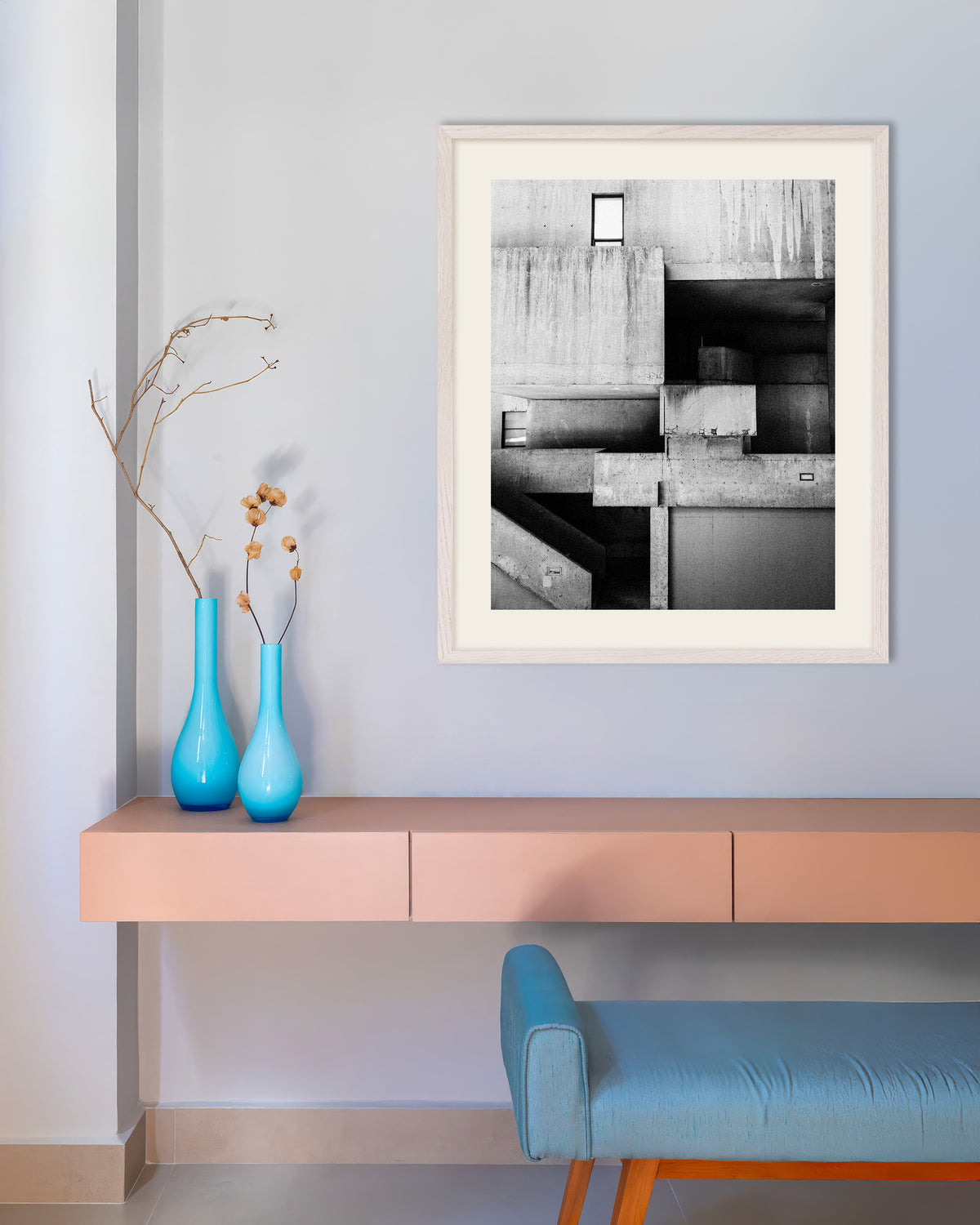 Poster of Stained Concrete Composition, with white wooden frame