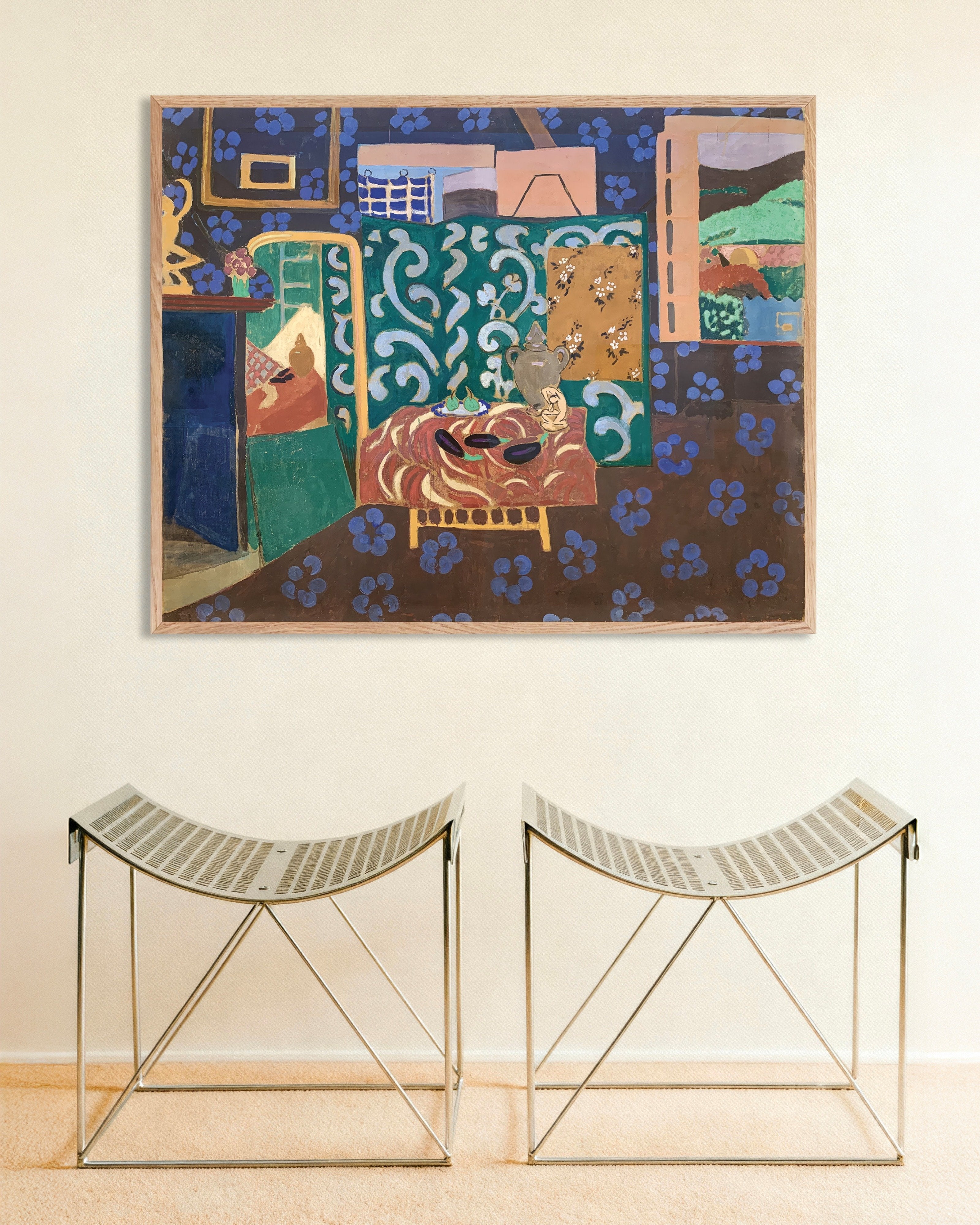 Poster of Still life with aubergines (1911) by Henri Matisse - Poster, with natural wooden frame