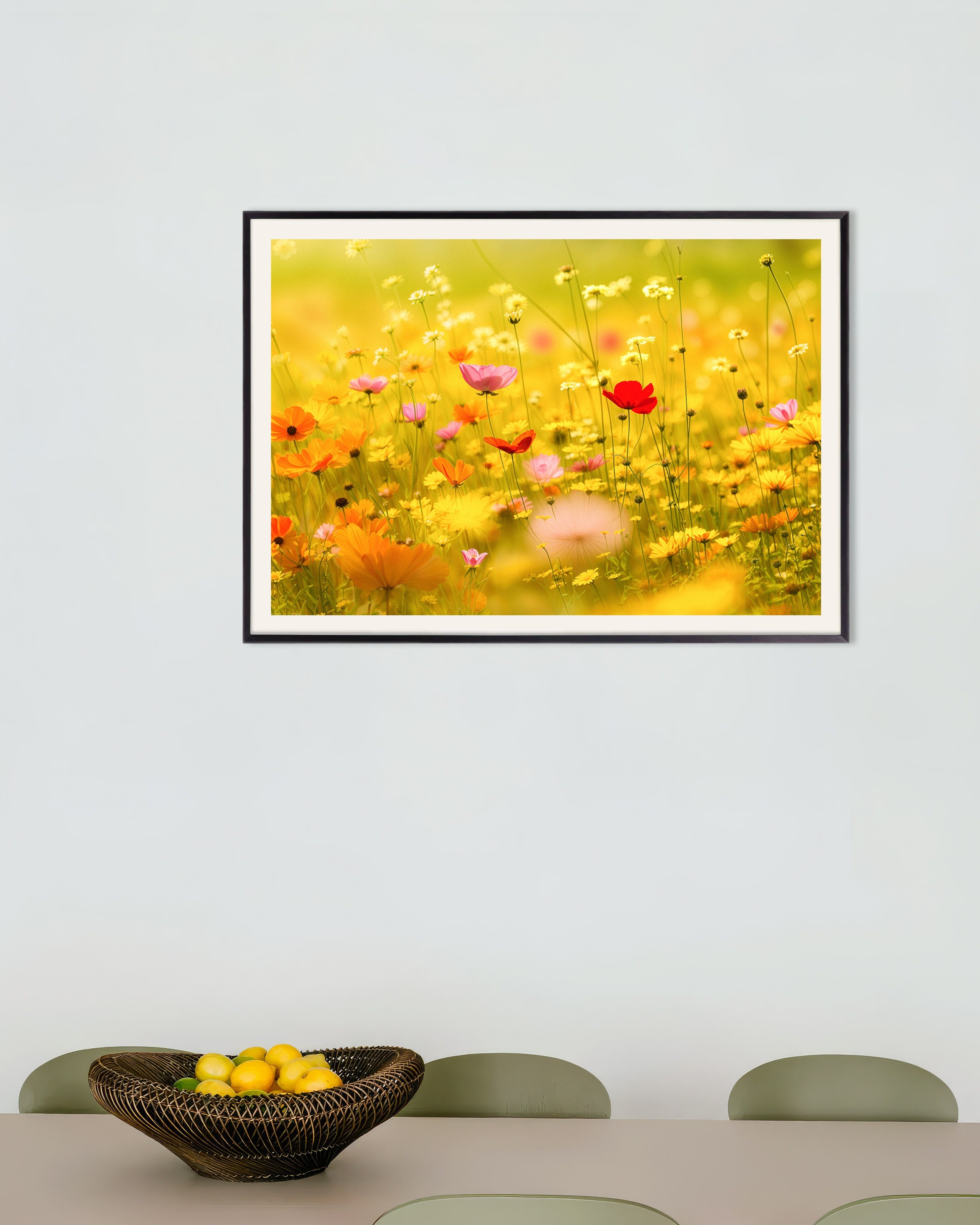 Poster of Summer poster, flowers, with metal frame