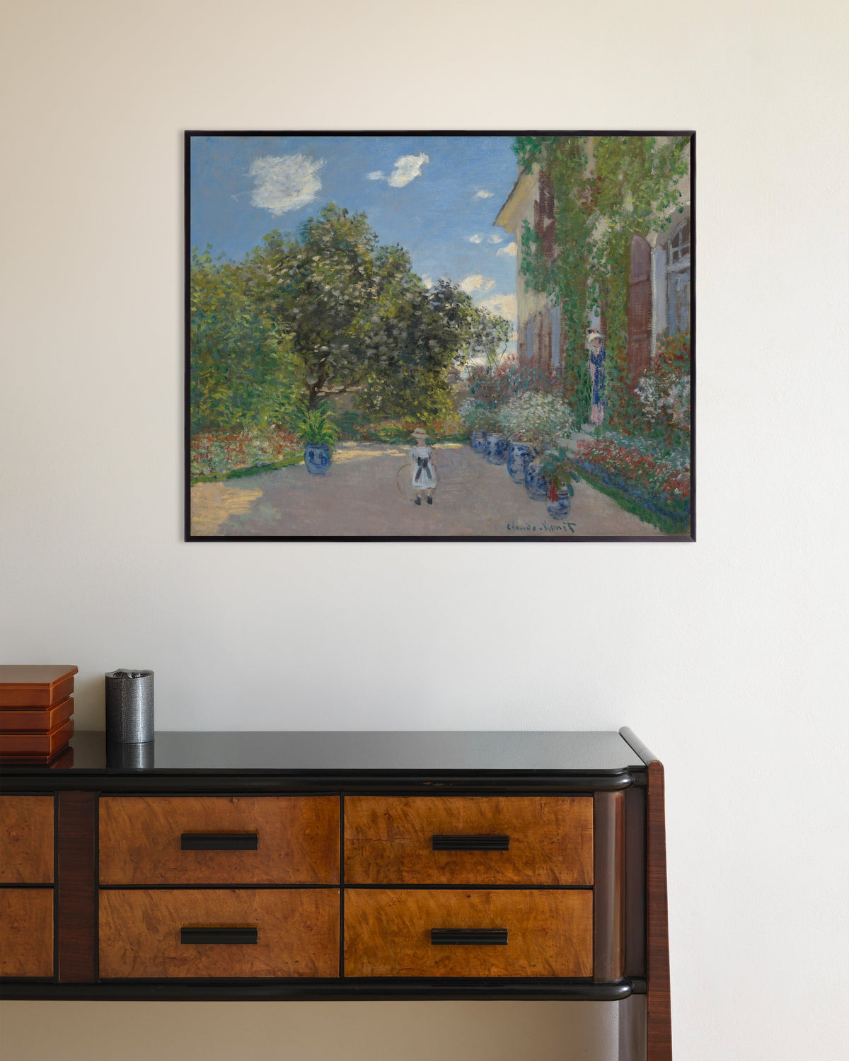 Poster of The Artist's House at Argenteuil (1873) by Claude Monet, with metal frame
