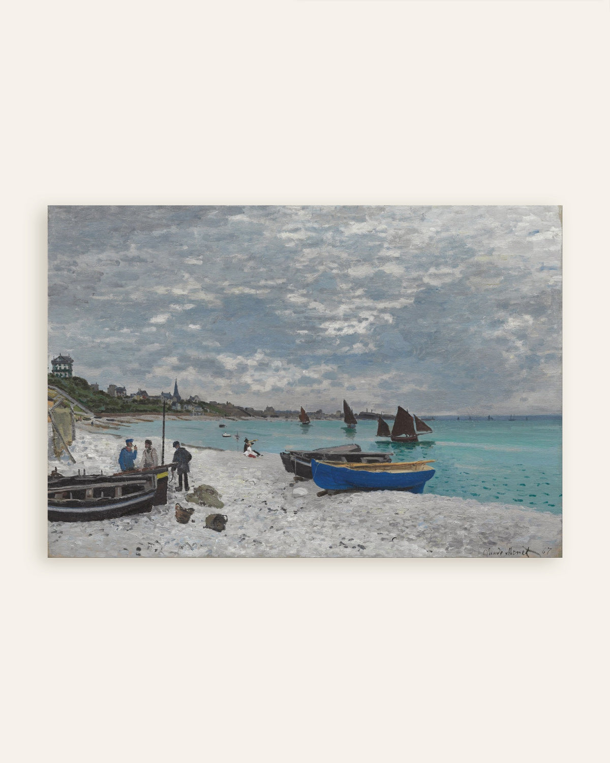 Poster of The Beach at Sainte-Adresse (1867) by Claude Monet, thumbnail