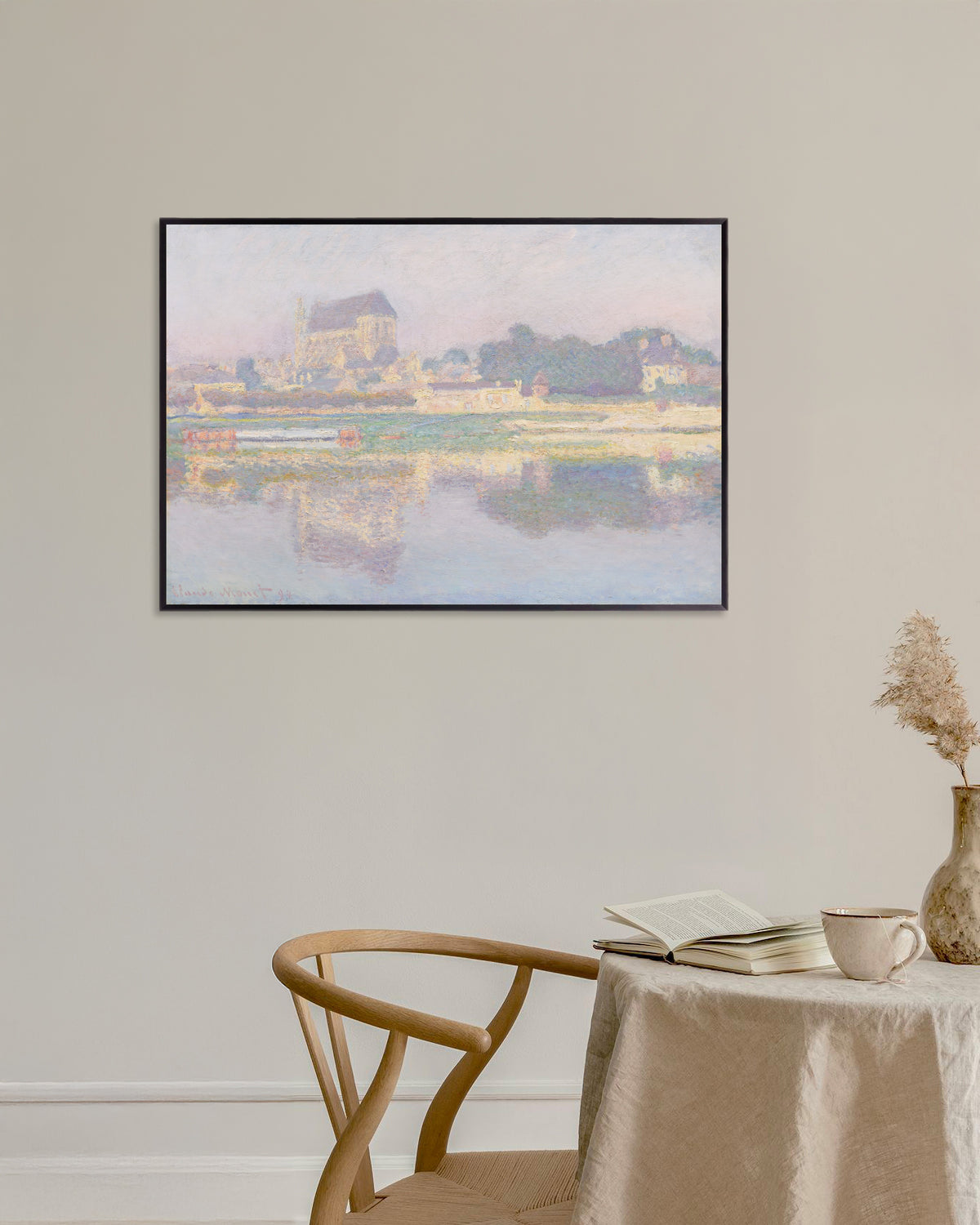 Poster of The Church at Vernon, Sun (1894) by Claude Monet, with metal frame