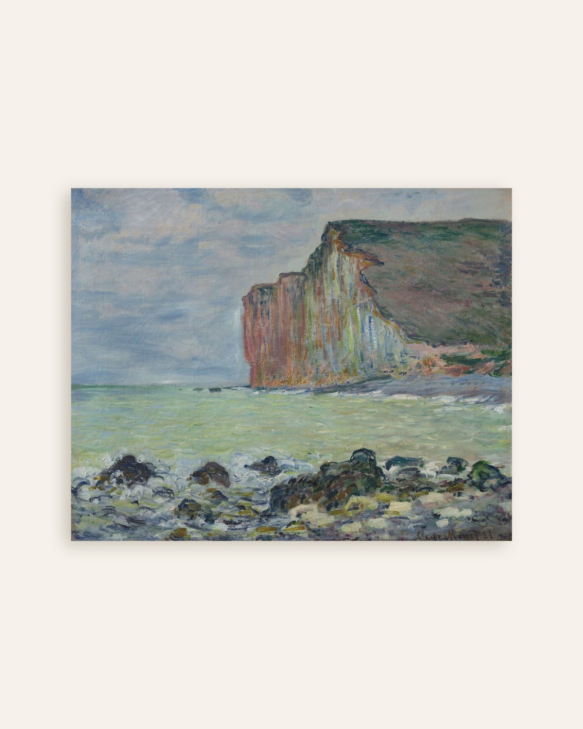 Poster of The Cliff at Petites-Dalles (1881) by Claude Monet, thumbnail