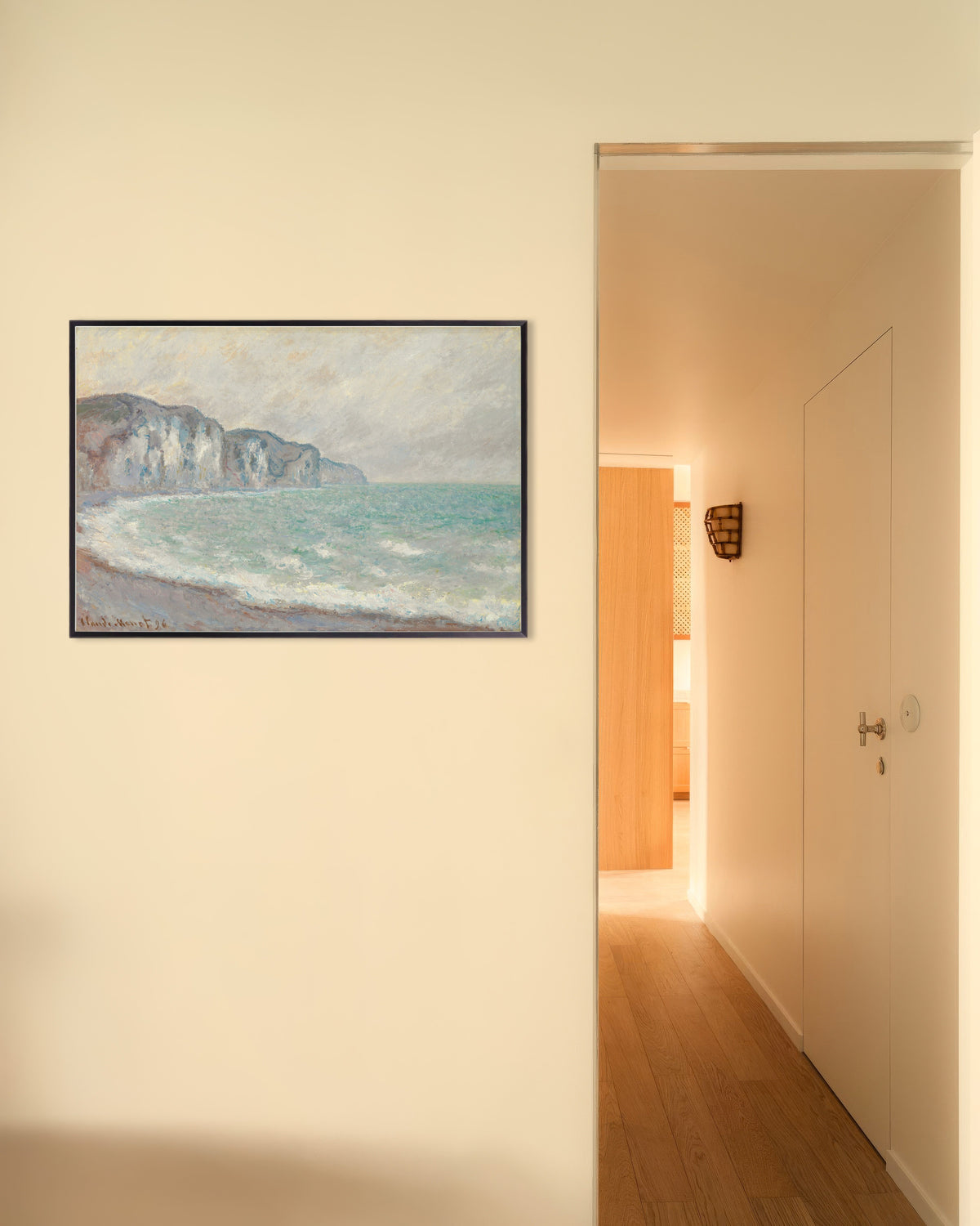 Poster of The Cliff at Pourville (1896) by Claude Monet, with metal frame