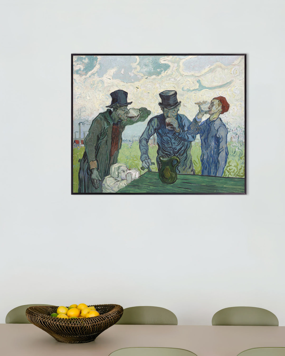 Poster of The Drinkers, after Daumier (1890) by Vincent van Gogh, with metal frame