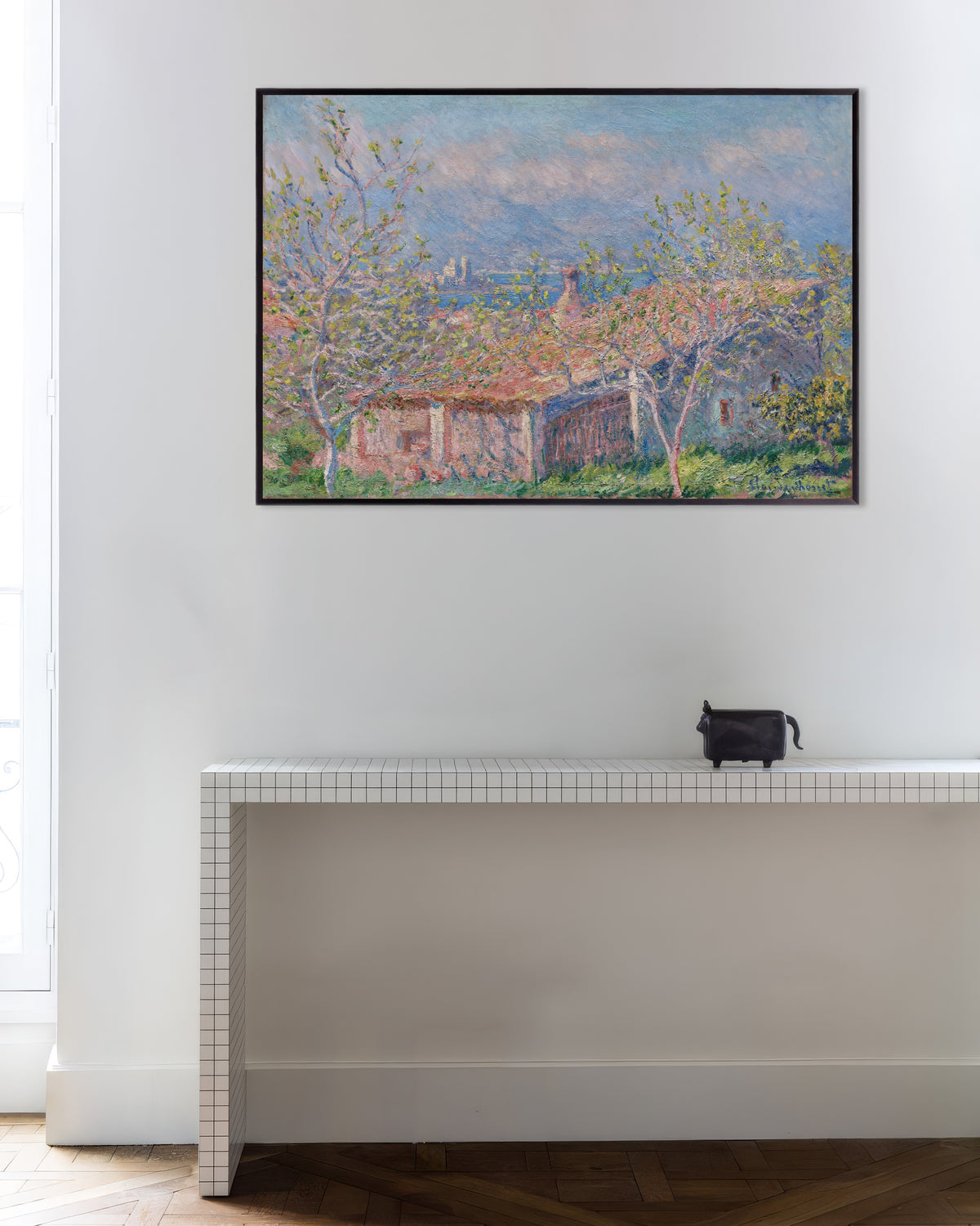 Poster of The Gardener's House at Antibes (1888) by Claude Monet, with metal frame