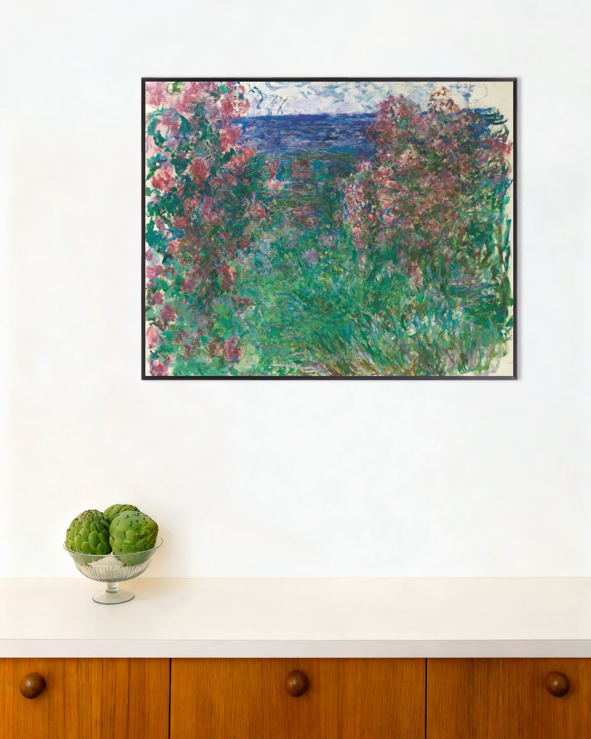 Poster of The House among the Roses (c. 1925) by Claude Monet, with metal frame