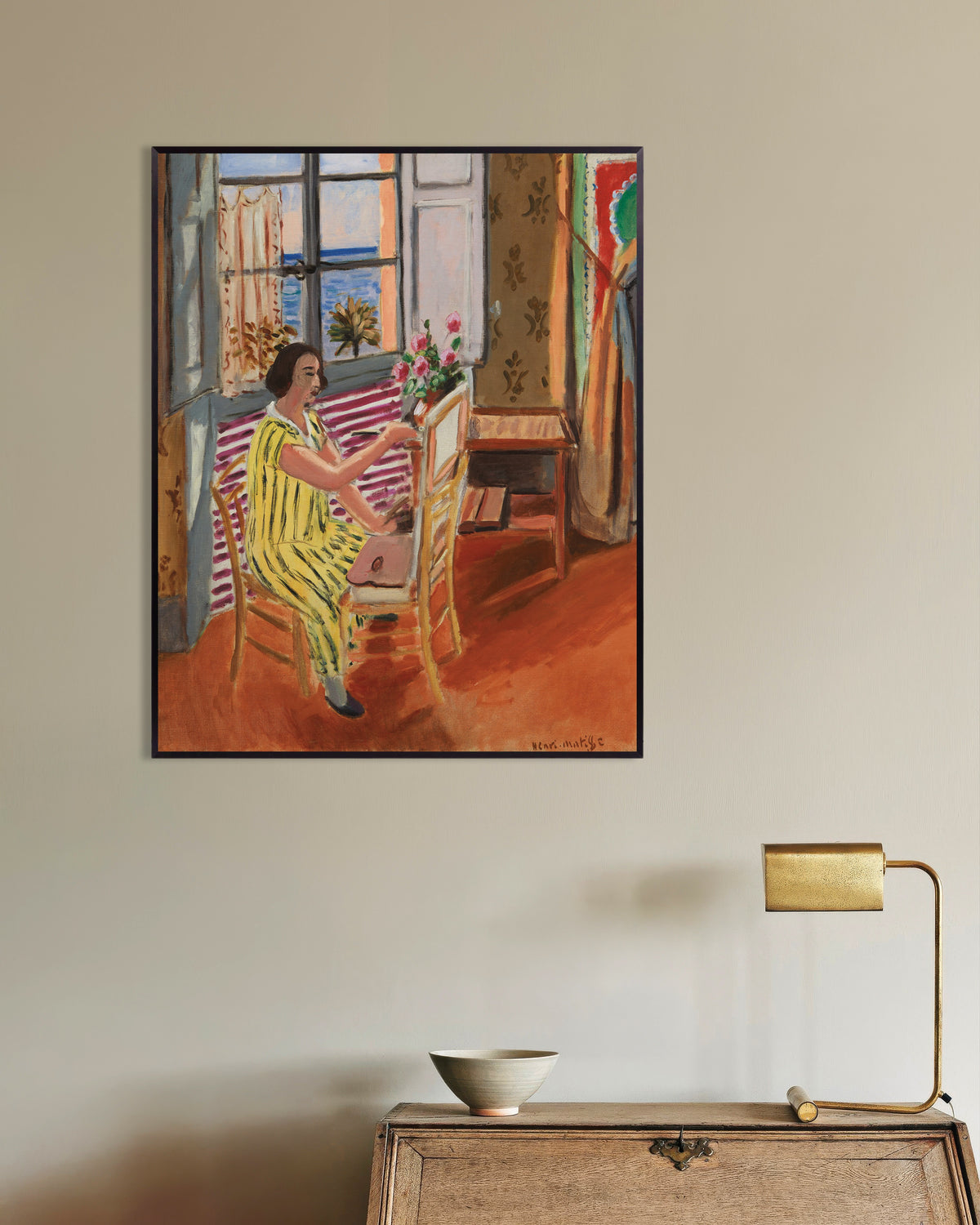 Poster of The Morning Session (1924) by Henri Matisse, with metal frame