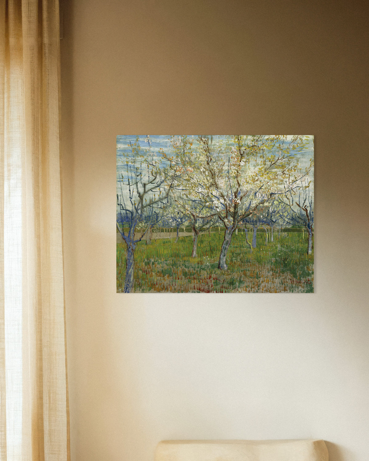 Poster of The Pink Orchard (1888) by Vincent van Gogh