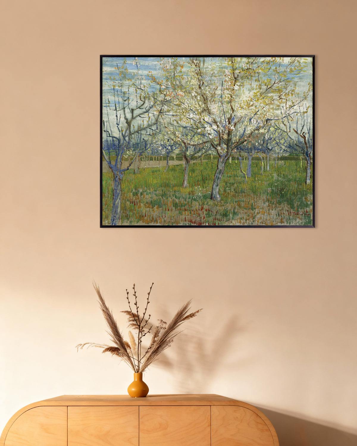 Poster of The Pink Orchard (1888) by Vincent van Gogh, with metal frame