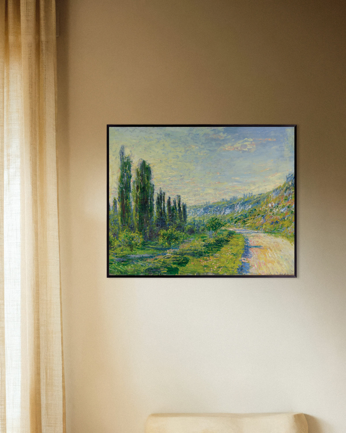 Poster of The Road at Vétheuil (c. 1880) by Claude Monet, with metal frame