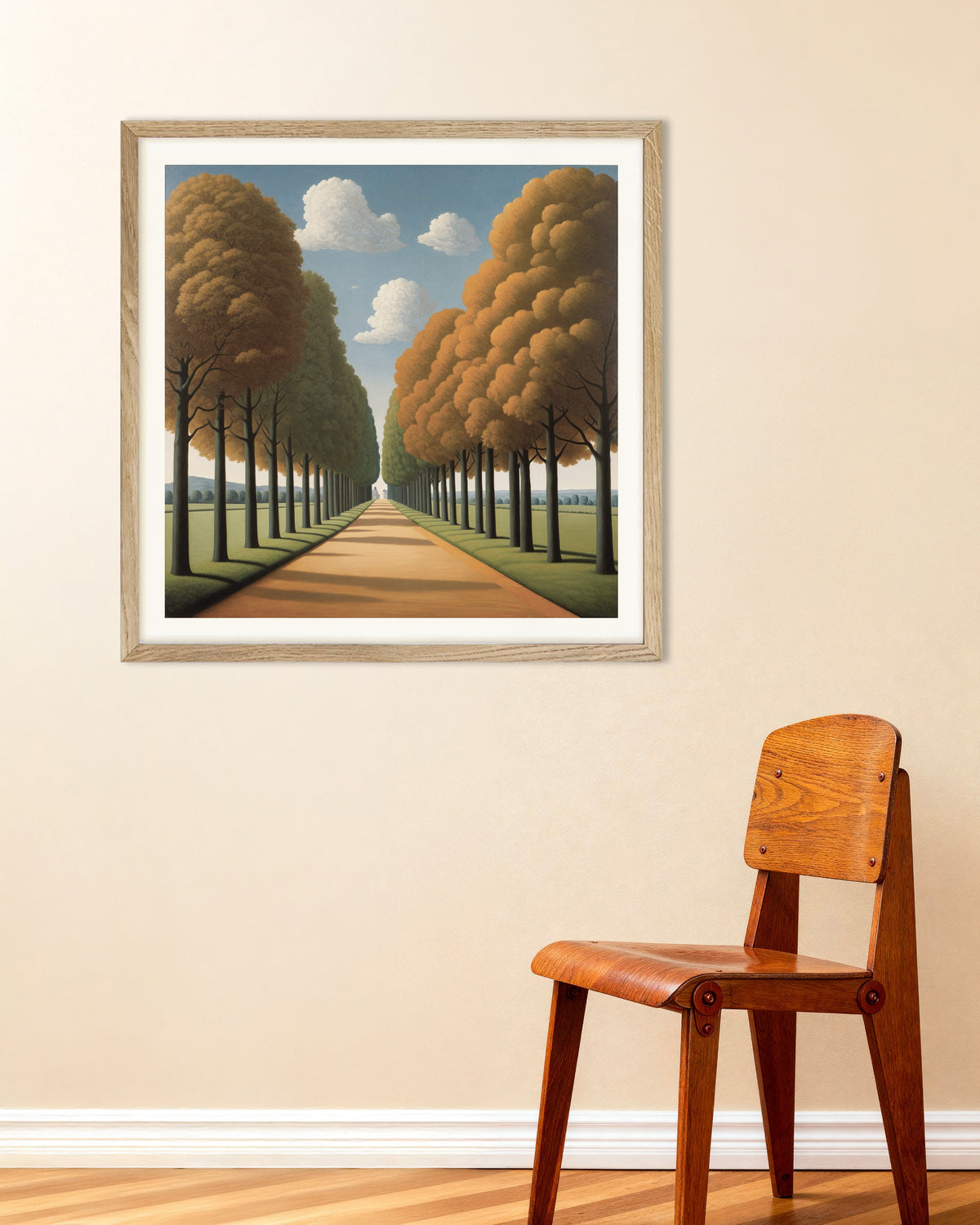 The Road to Eternity poster in a natural oak frame