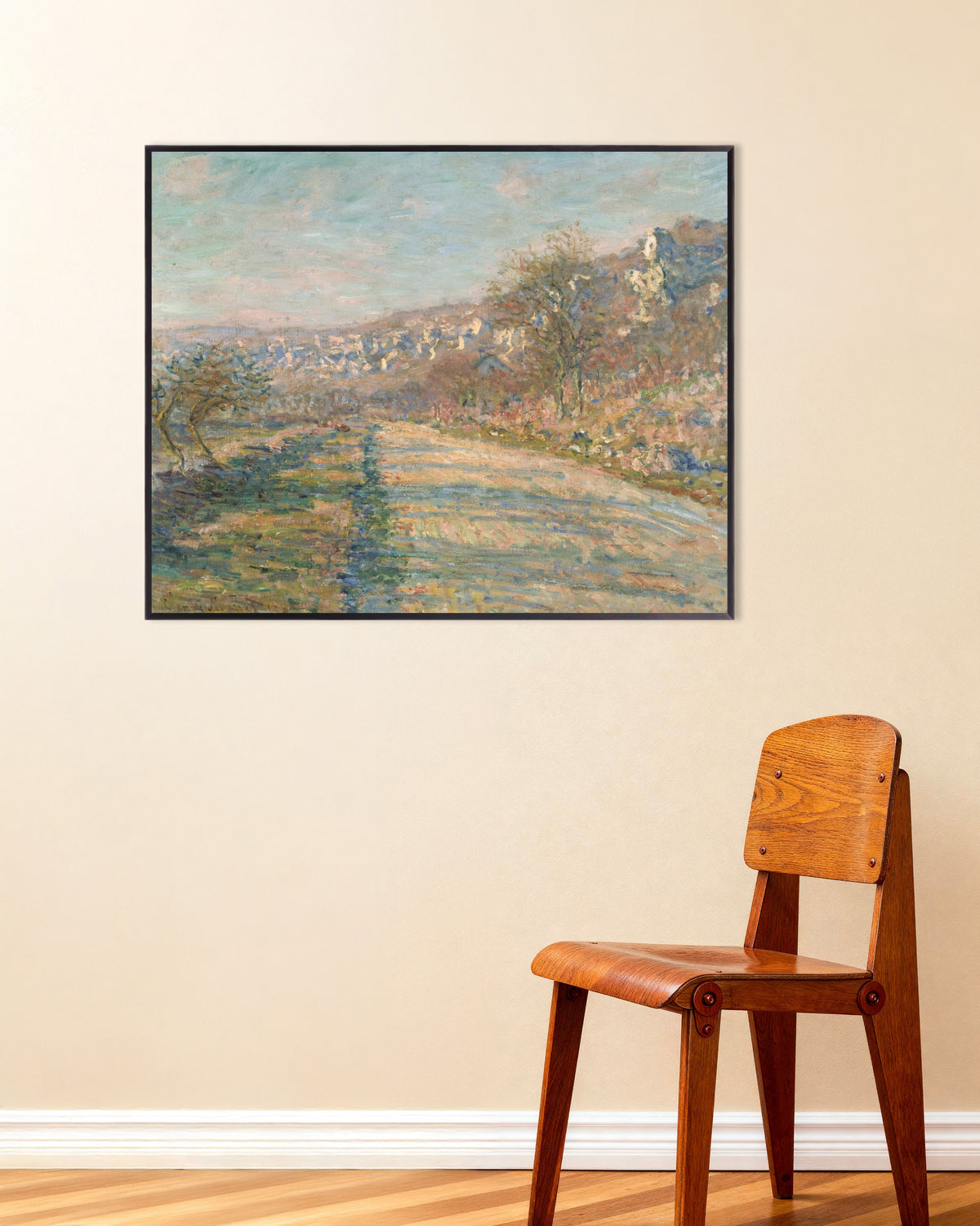 Poster of The Road to La Roche-Guyon (1880) by Claude Monet, with metal frame