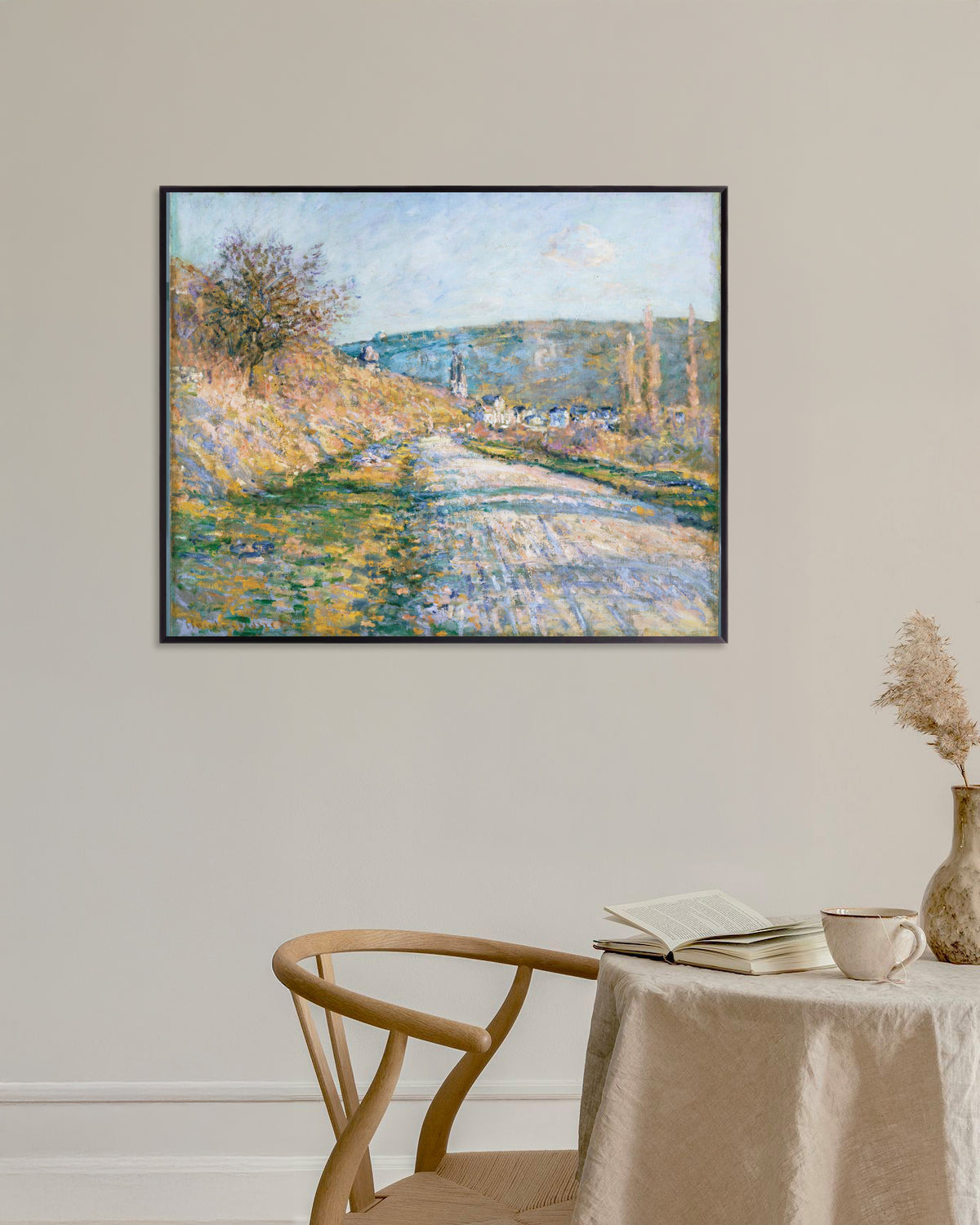 Poster of The Road to Vétheuil (1879) by Claude Monet, with metal frame