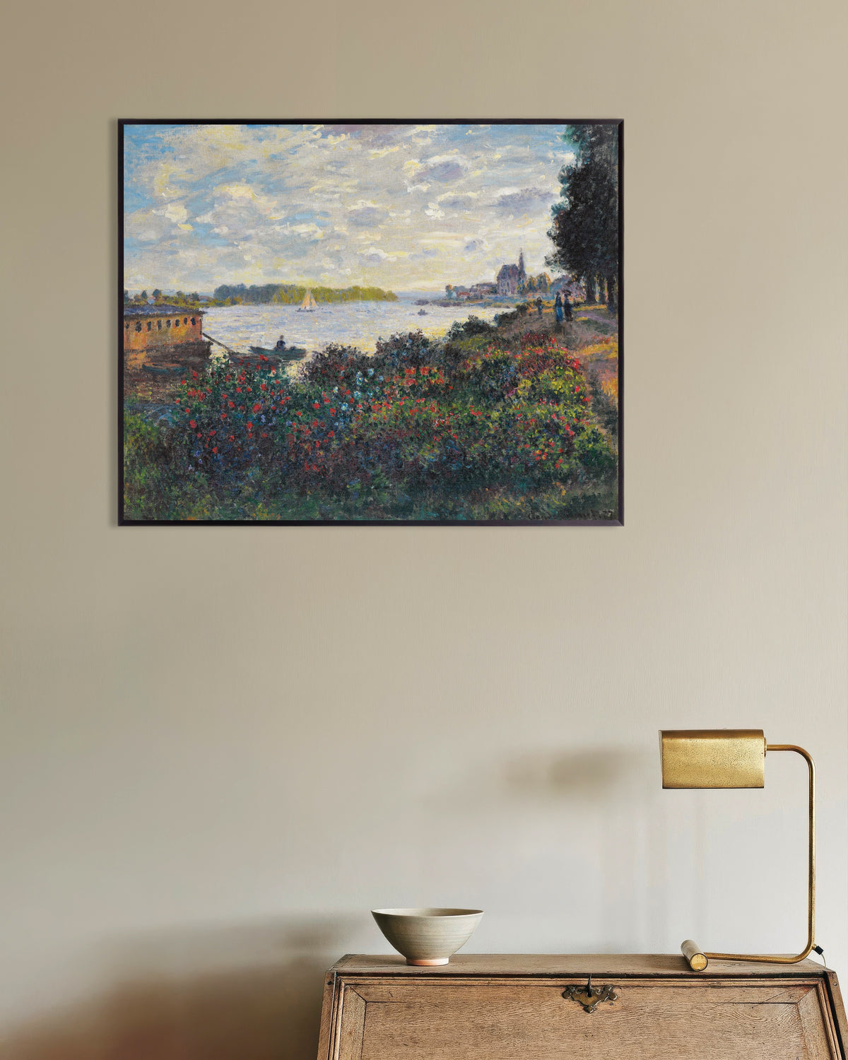 Poster of The Seine at Argenteuil (1877) by Claude Monet, with metal frame