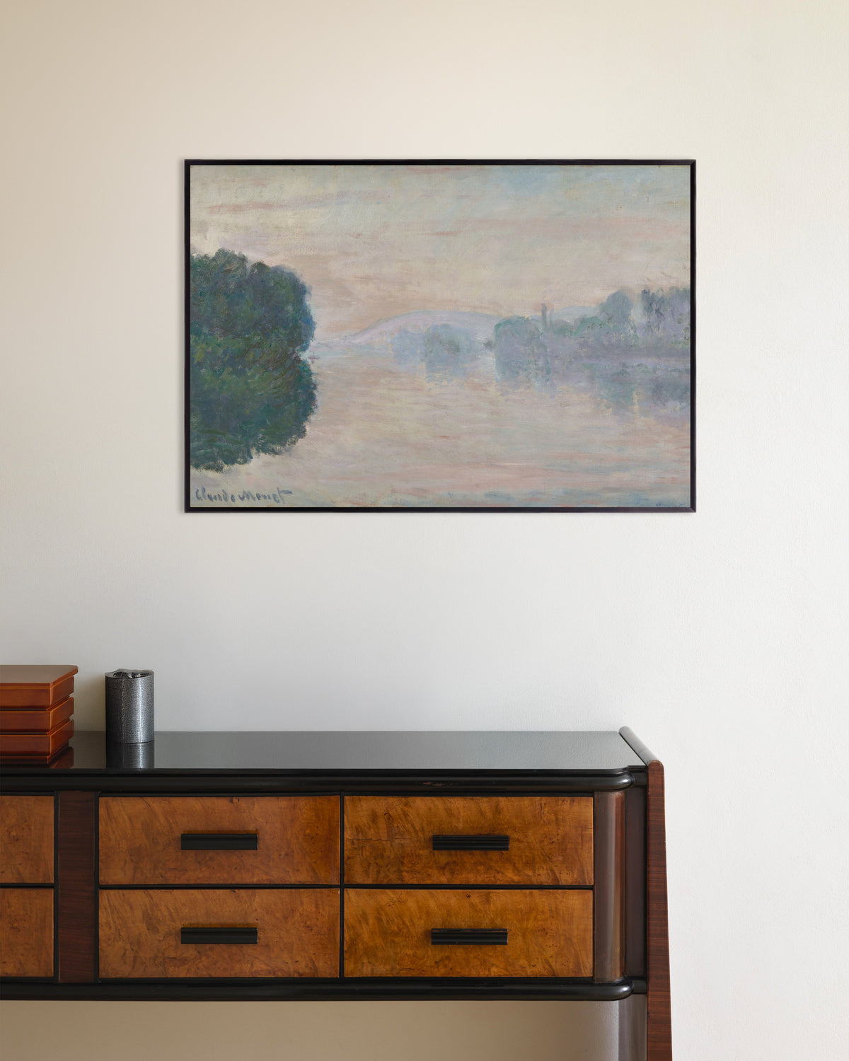 Poster of The Seine in the Mist (1894) by Claude Monet, with metal frame