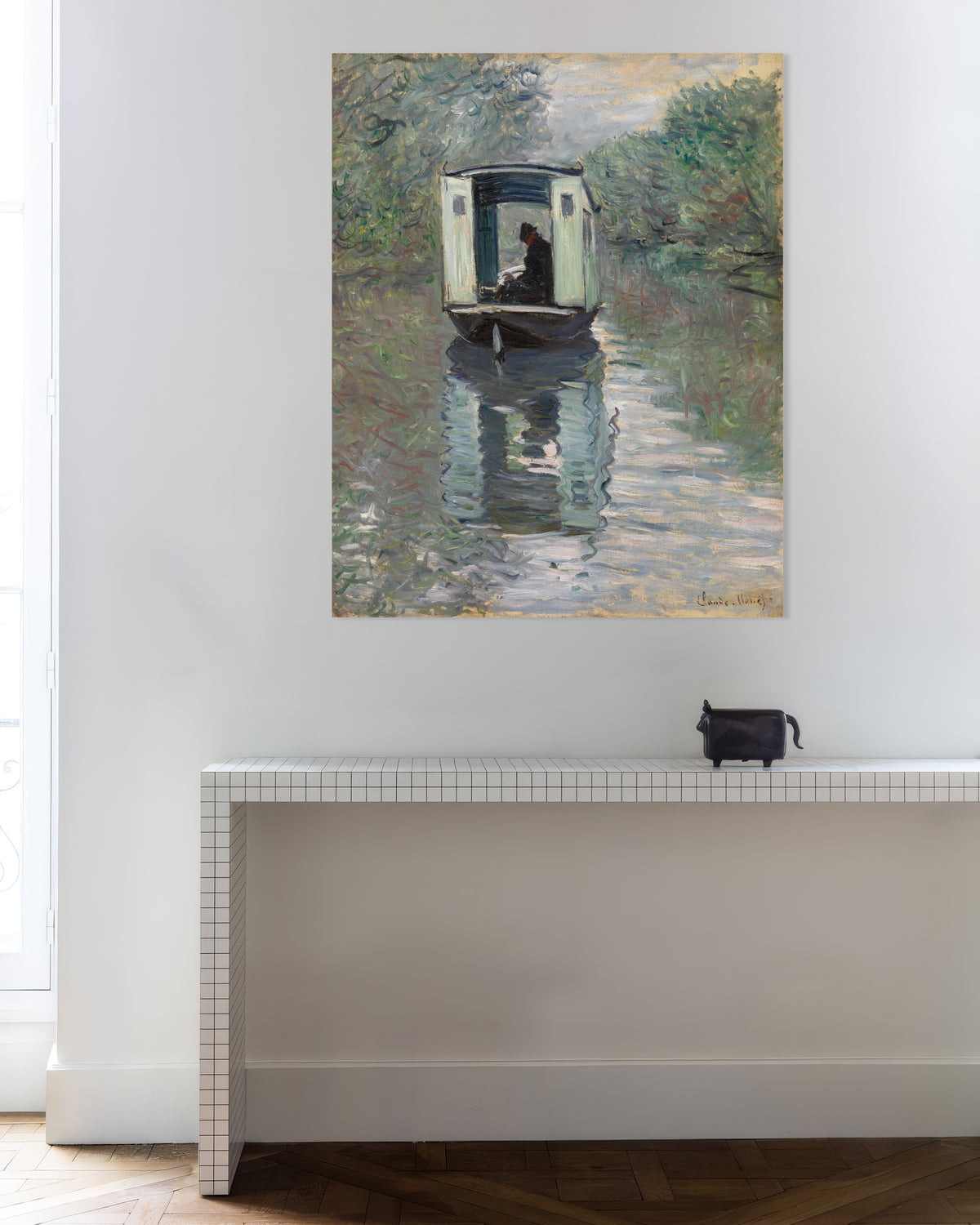 Poster of The Studio Boat (1876) by Claude Monet