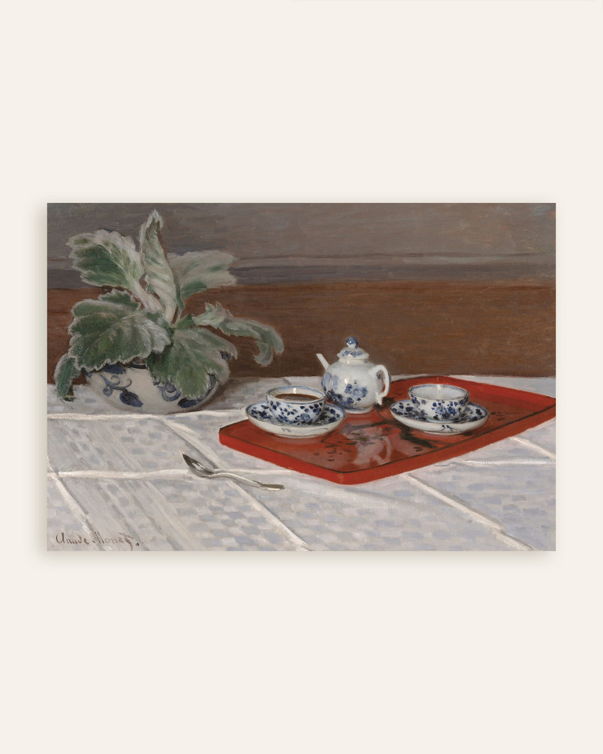 Poster of The Tea Set (1872) by Claude Monet, thumbnail