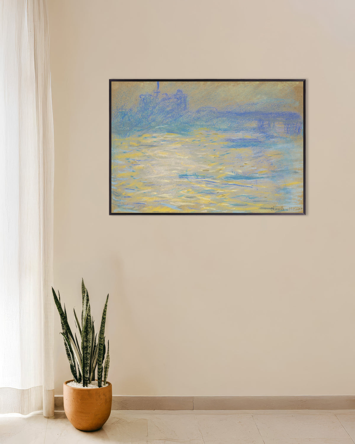 Poster of The Thames (1901) by Claude Monet, with metal frame