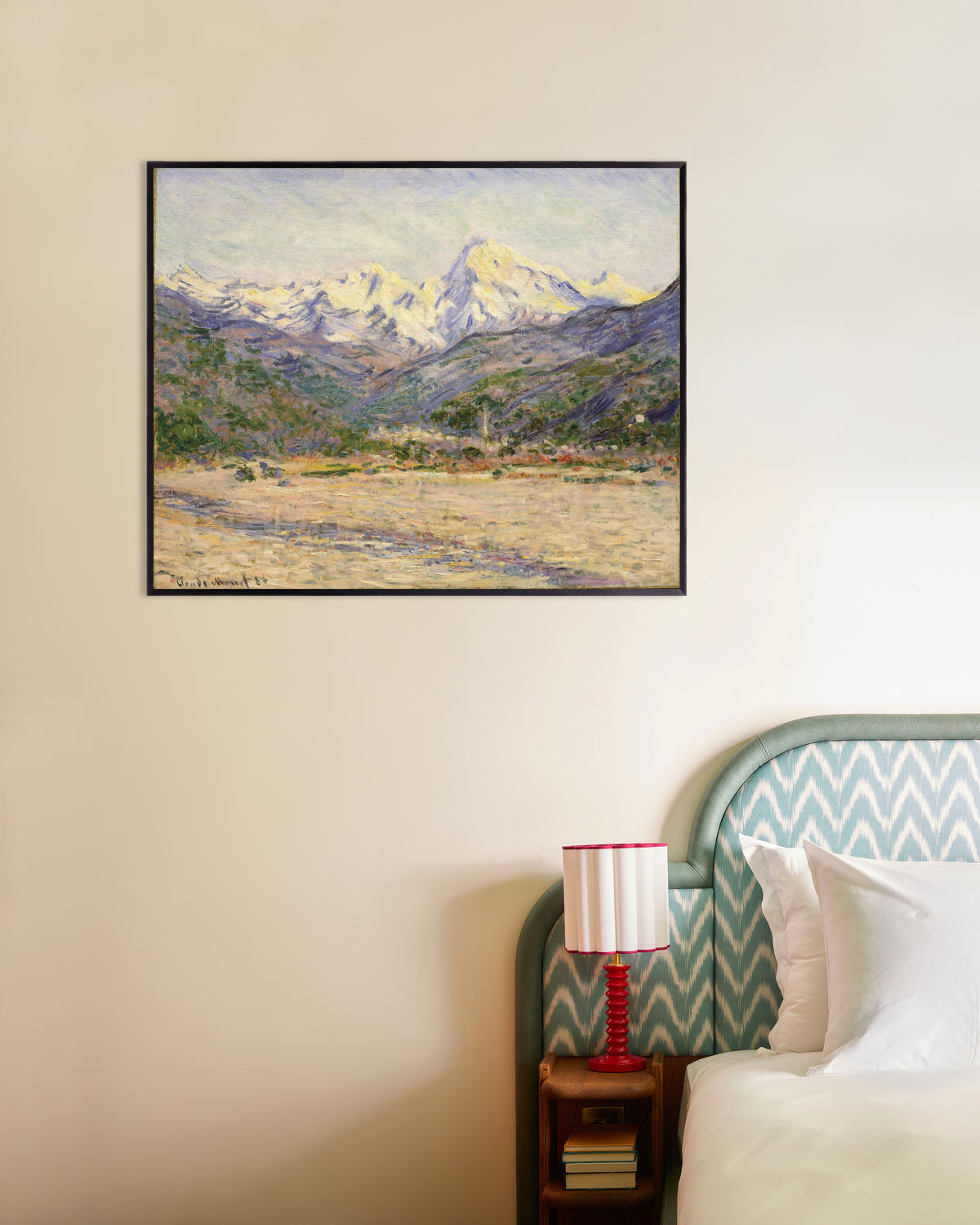 Poster of The Valley of the Nervia (1884) by Claude Monet, with metal frame