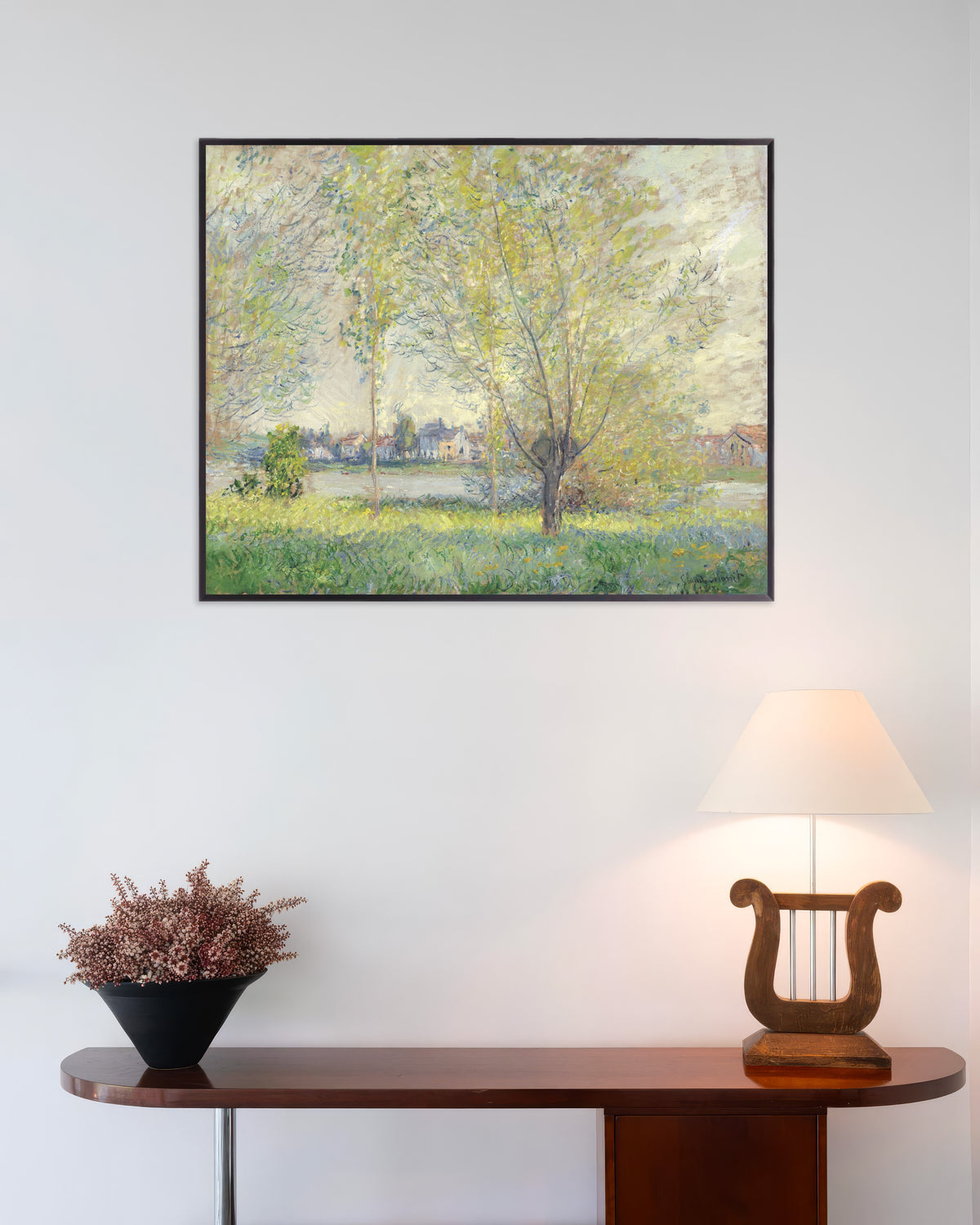 Poster of The Willows (1880) by Claude Monet, with metal frame