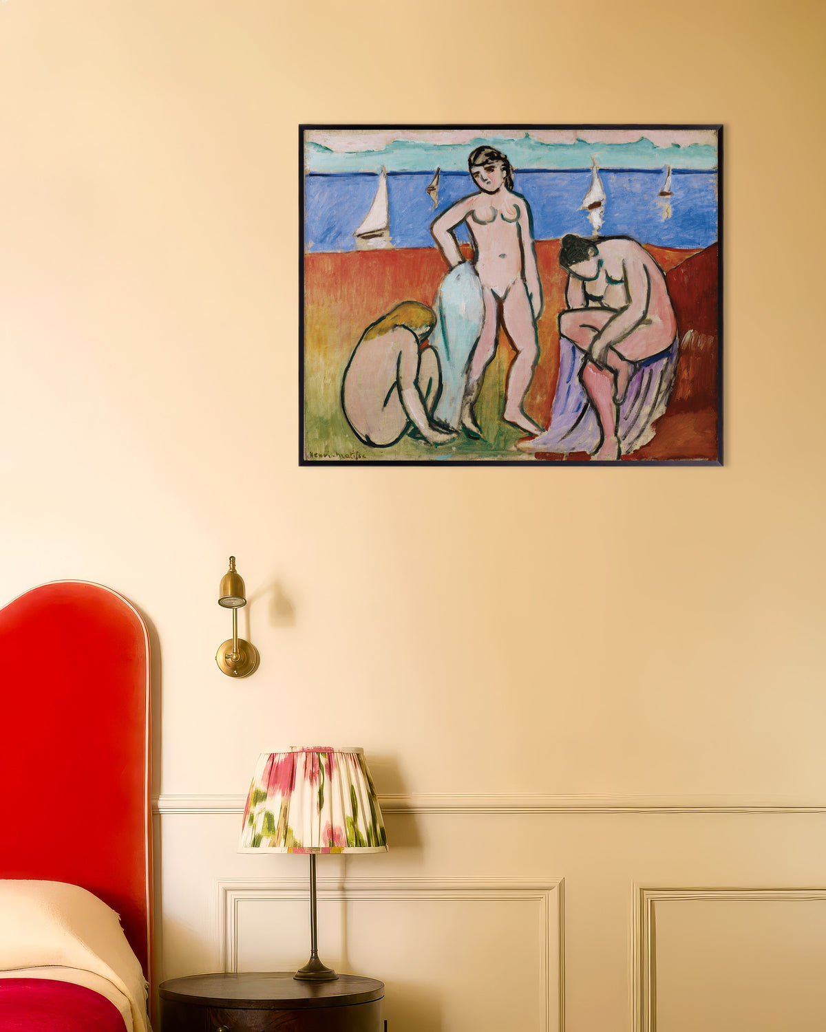 Poster of Three Bathers (1907) by Henri Matisse, with metal frame