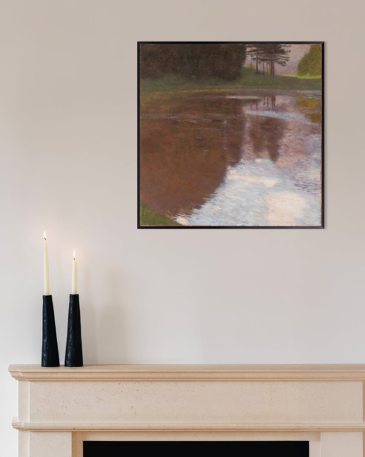 Poster of Tranquil Pond (1899) by Gustav Klimt, with metal frame