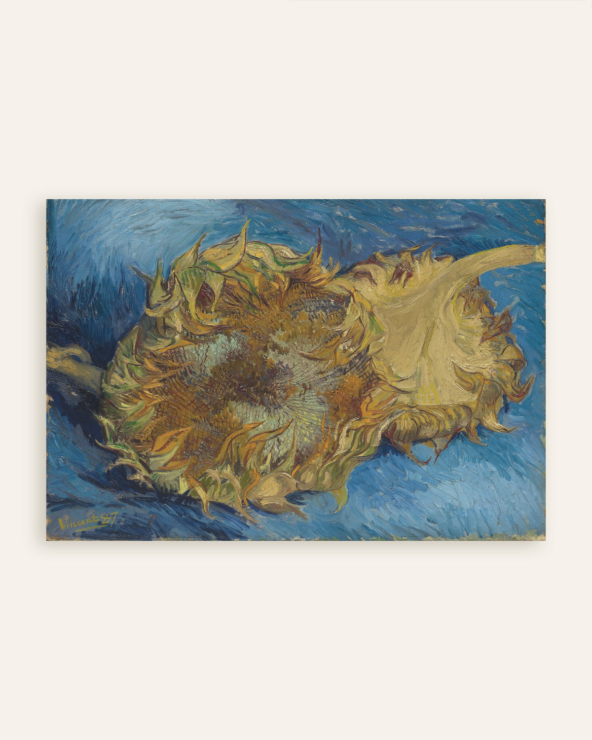 Poster of Two Cut Sunflowers (1887) by Vincent van Gogh, thumbnail