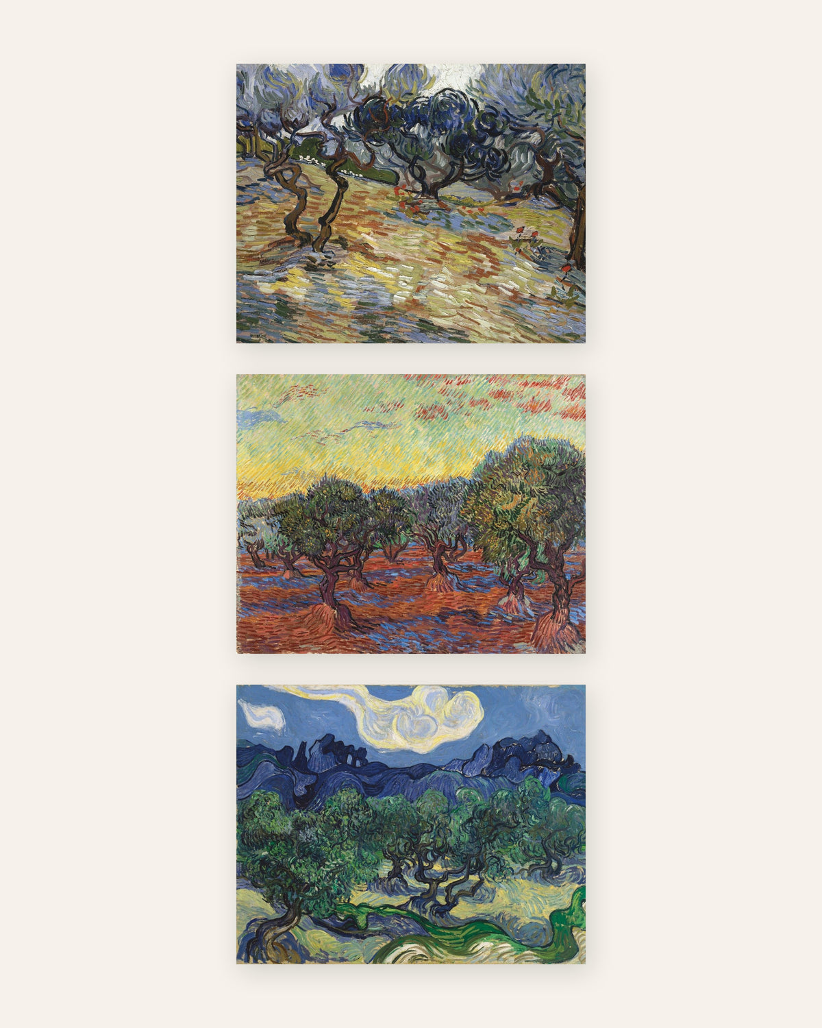 Van Gogh Olive Trees Prints Set of 3 – Saint-Rémy Olive Groves, prints without frame