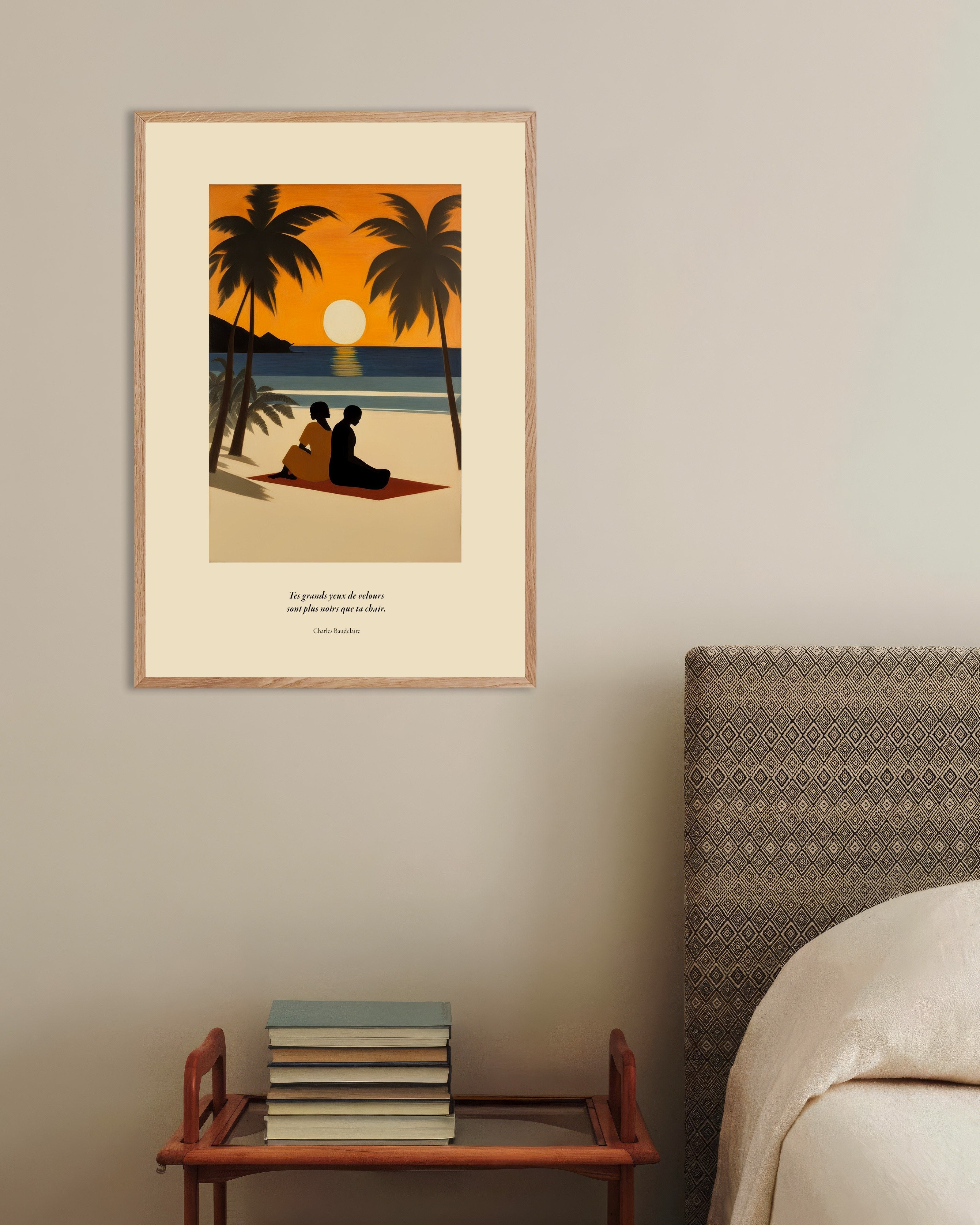 Poster of Velvet eyes, Baudelaire, french, with natural wooden frame