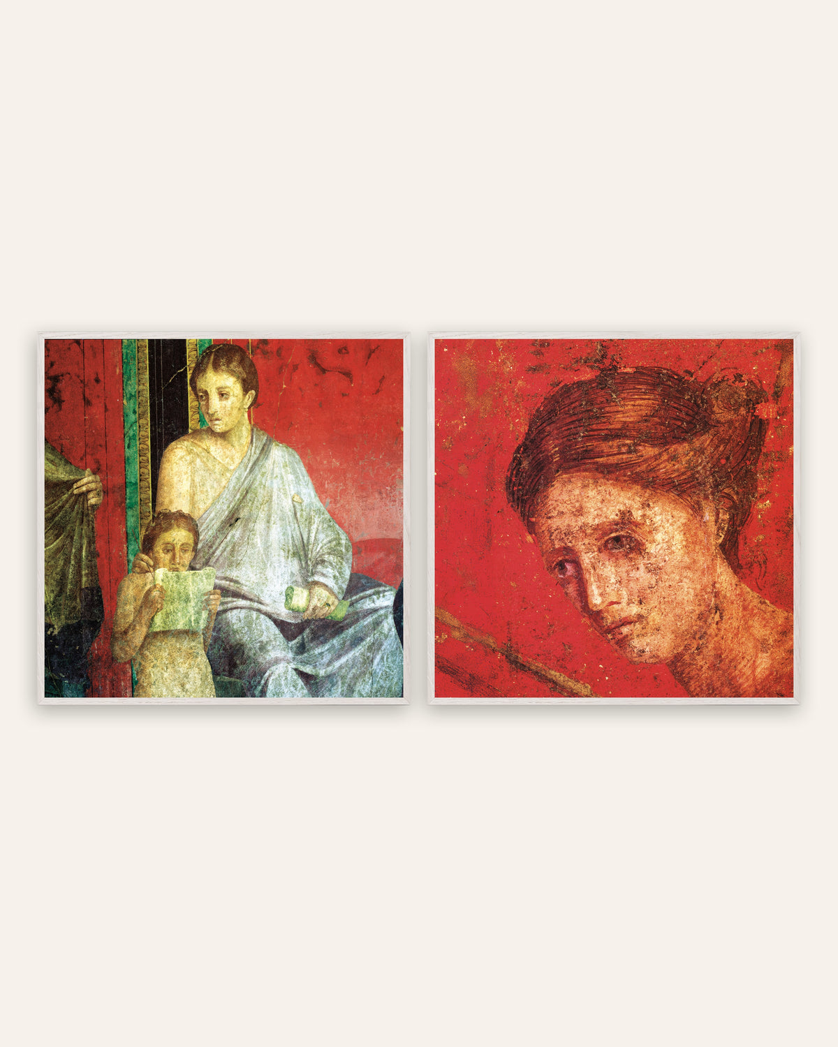 Villa of the Mysteries Prints Set of 2 – Young Reader & Portrait, prints in white oak frames
