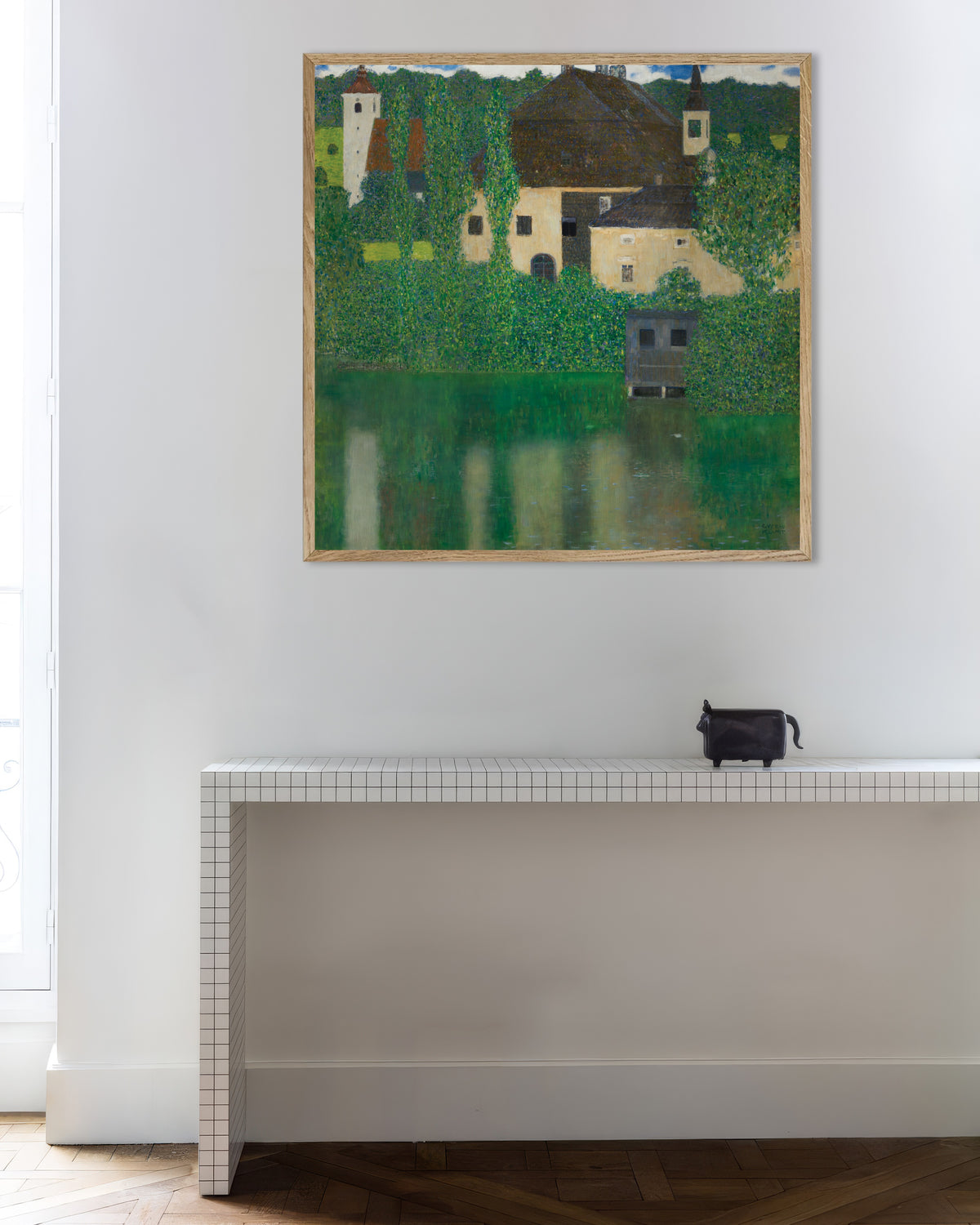 Poster of Water Castle (1908–1909) by Gustav Klimt, with natural wooden frame
