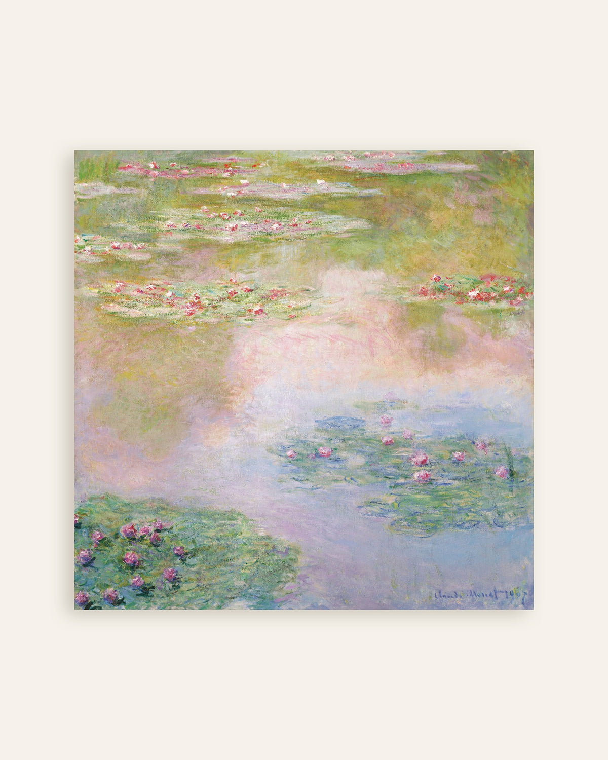 Poster of Water Lilies, Pink Reflections (1907) by Claude Monet, thumbnail