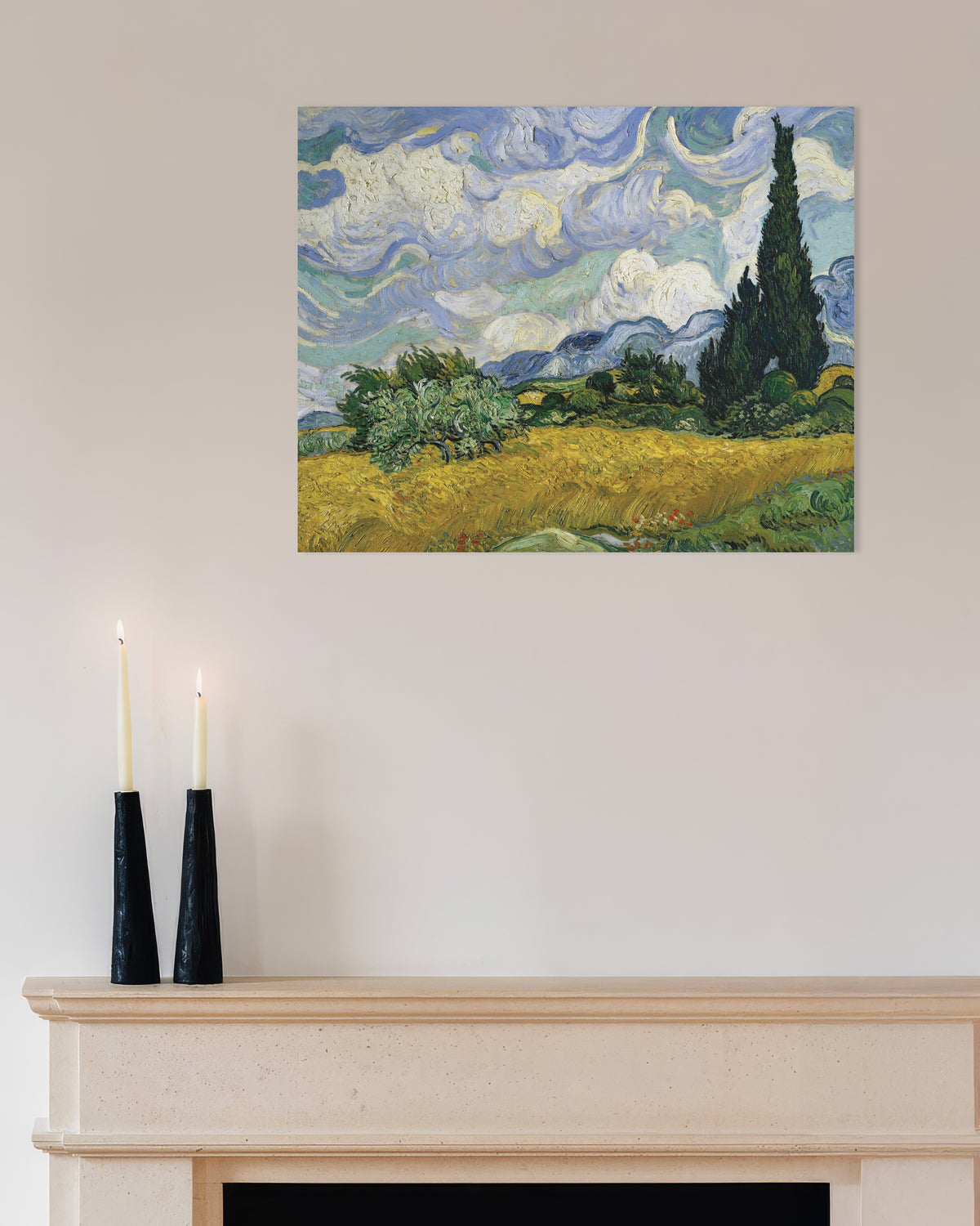 Poster of Wheat Field with Cypresses (1889) by Vincent van Gogh
