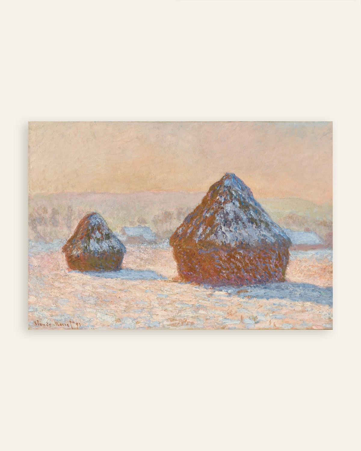 Poster of Wheatstacks, Snow Effect, Morning (1891) by Claude Monet, thumbnail