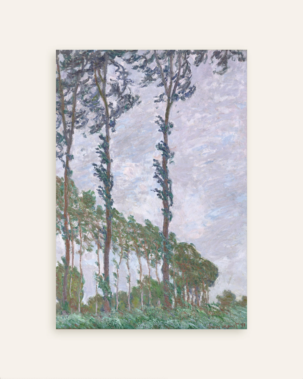Poster of Wind Effect, Series of the Poplars (1891) by Claude Monet, thumbnail