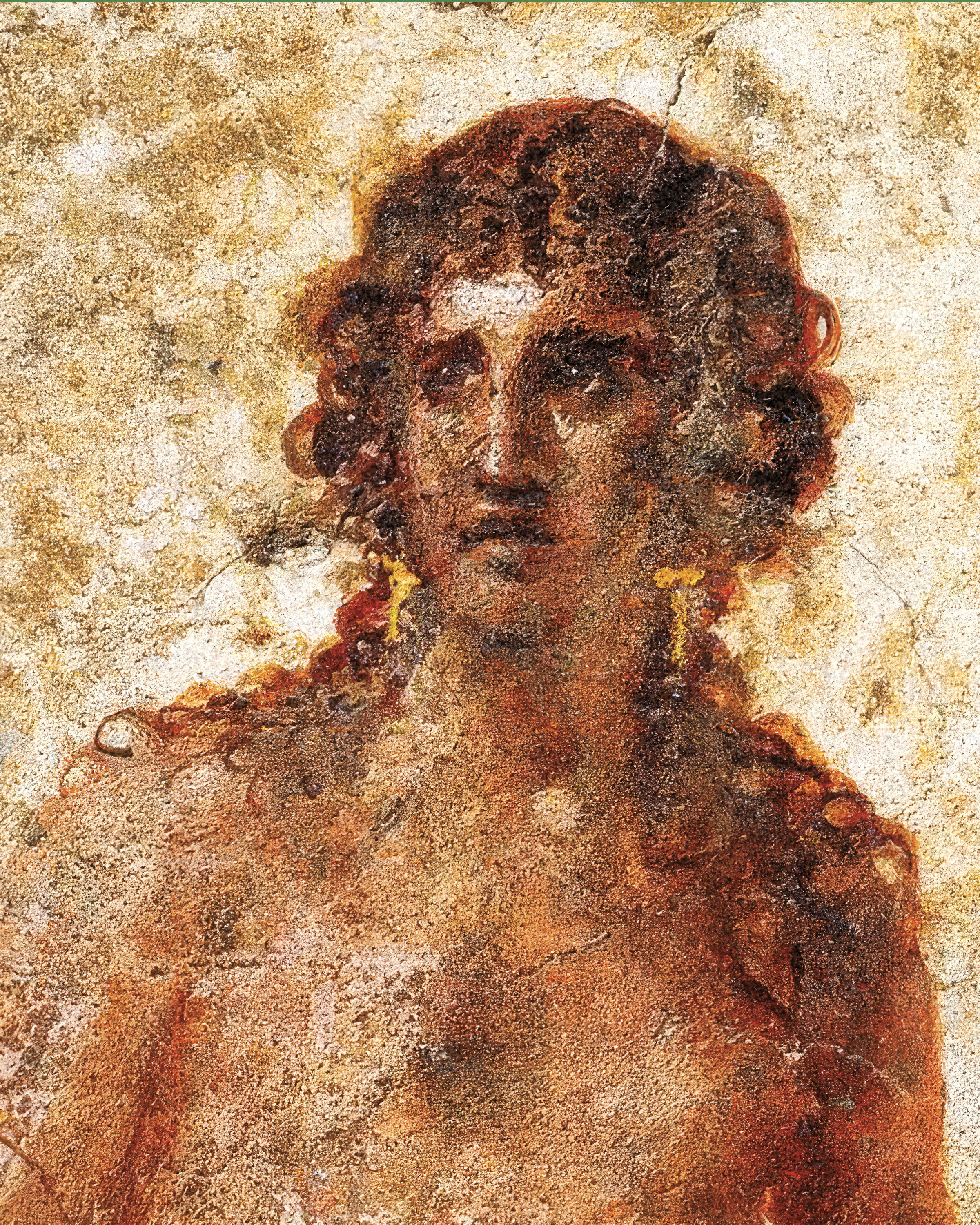 Woman carrying water bucket fresco art print