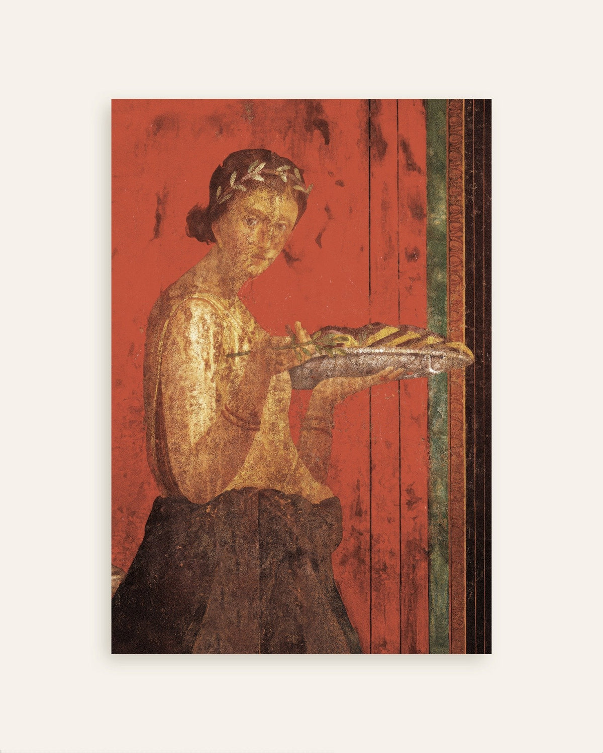 Woman with laurel wreath fresco poster from Pompeii