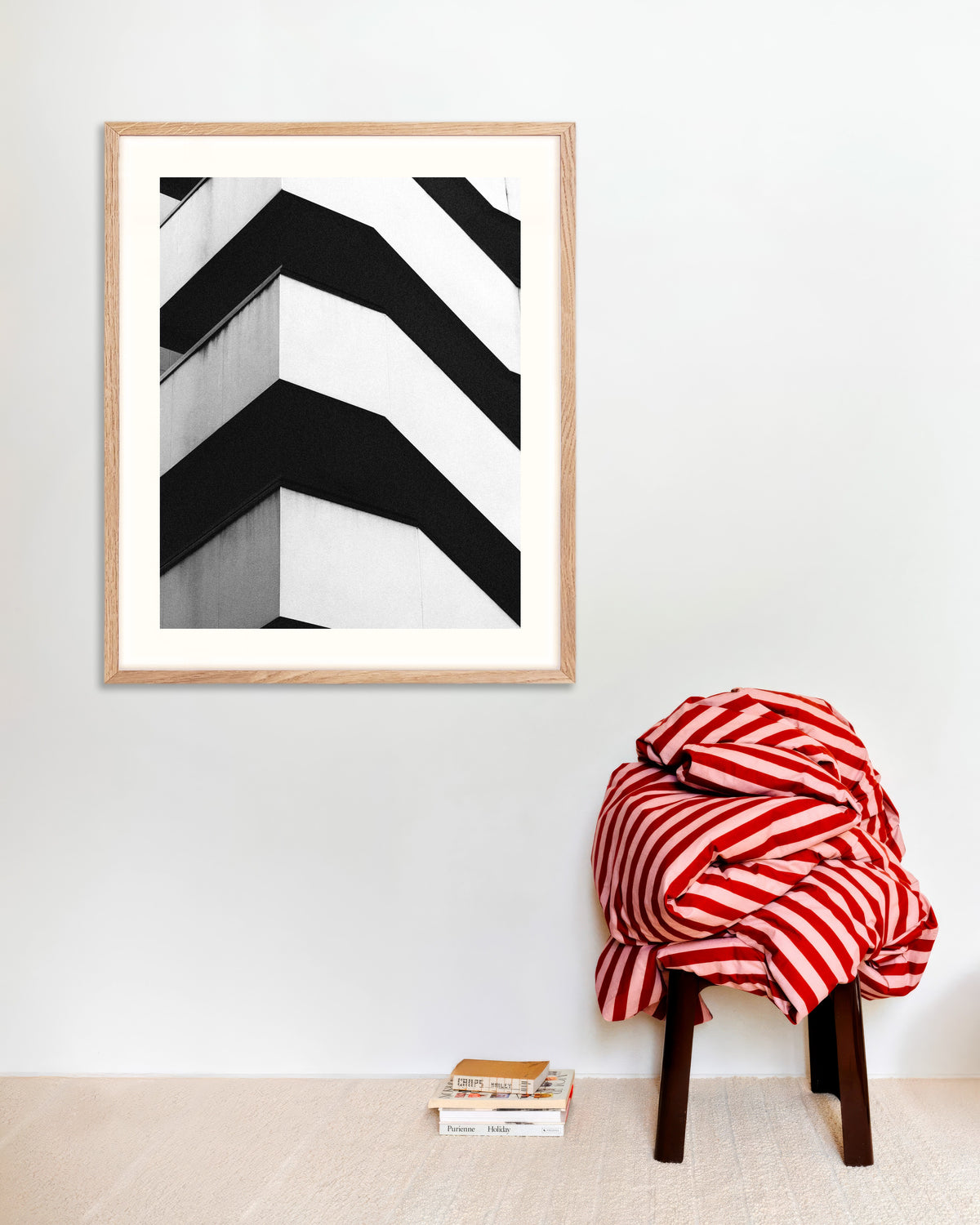 Poster of Zigzag Concrete Balconies, with natural wooden frame